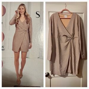 Serra NWT Champagne Wrap Dress XL – Sparkle Shimmer Holiday Party